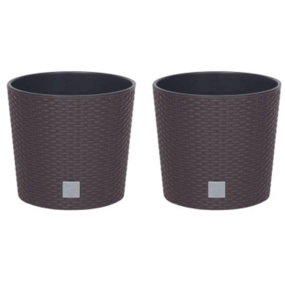 image 1 of 25 cm Rato Rattan Design Plant Pots Round -1-2 Pack | Brown | Brown & Set of 2 | 2