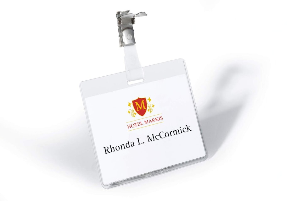 image 1 of Durable Clip Name Tag ID Badge Card Holders + Inserts | 25 Pack | 60 x 90mm