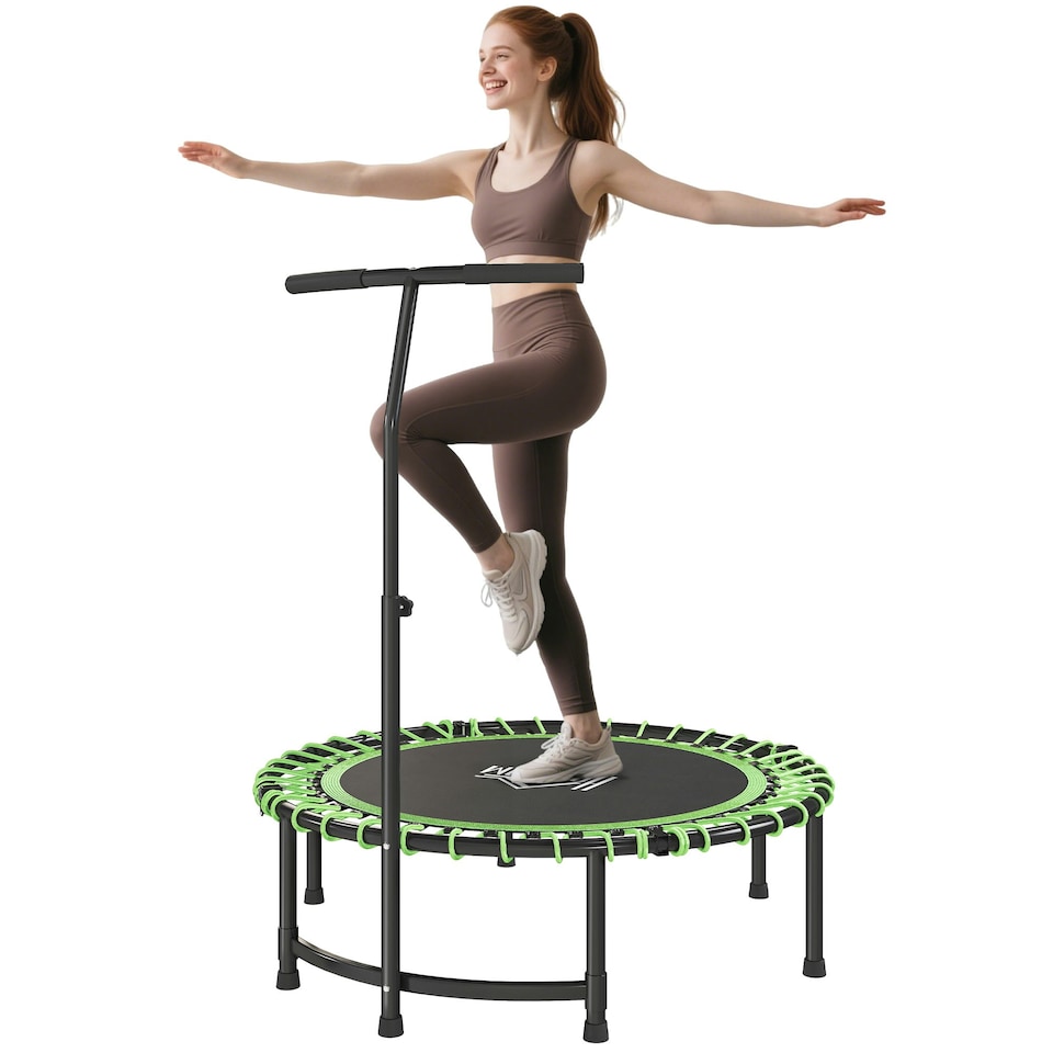 image 1 of HOMCOM Trampoline Outdoor Bouncer Jumper Adjustable Handle, Green