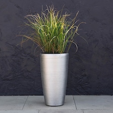 White Cement Round Planter Large Garden Patio Flower Pot Urn 58cm | Silver | Silver