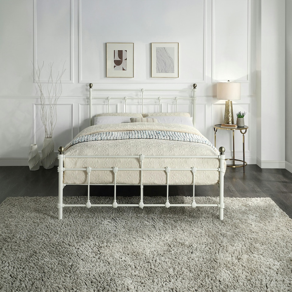 image 1 of Bayford Traditional Vintage Style White Metal Bed Frame (King)