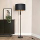 image 2 of ValueLights Marissa Black Stacked Ball Floor Lamp with Black Velvet with Gold Inner Lamp Shade