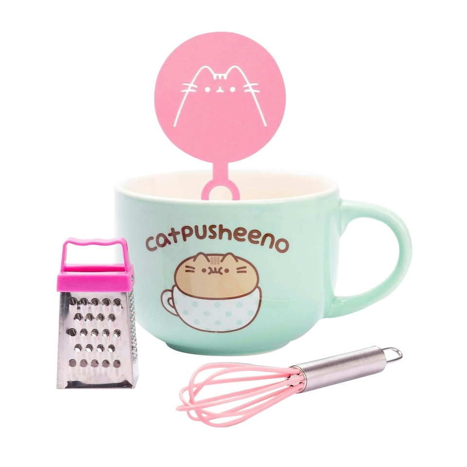 image 1 of Pusheen Catpusheeno Mug and Stencil Set - Turquoise/Pink - One Size