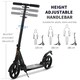 image 3 of HOMCOM Folding Kick Scooter with Big Wheels for 14+ Teens Adult, Black
