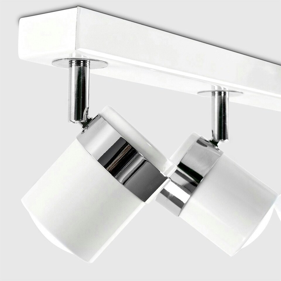 image 1 of ValueLights Modern 4 Way Gloss White Straight Bar Ceiling Spotlight | White
