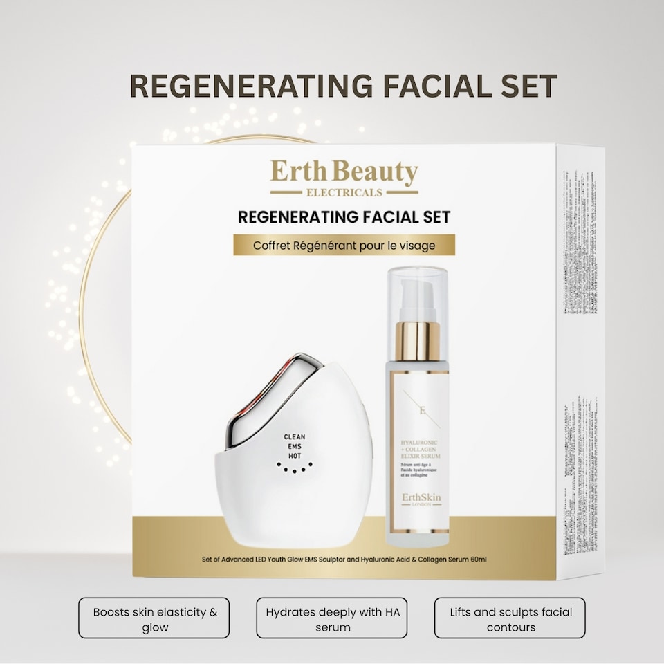 image 1 of Erth Skin London Regenerating Facial Set (Advanced Led Youth Glow Ems Sculptor + Ha Serum 60ml)