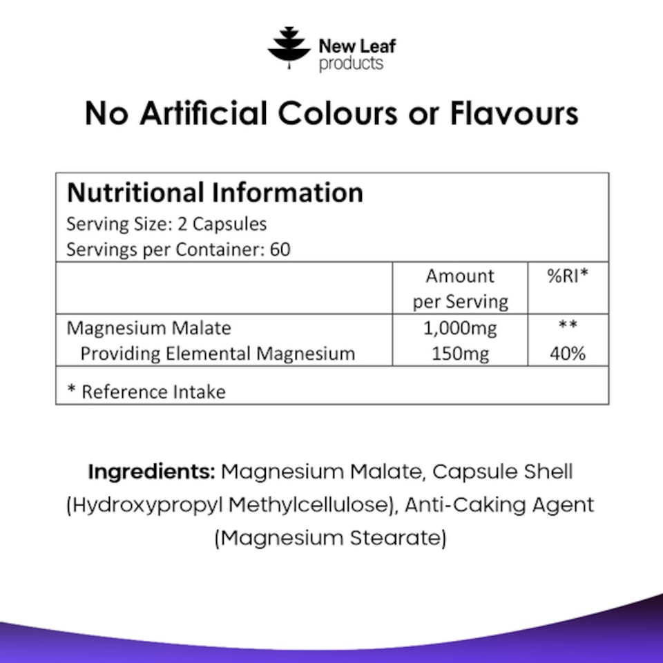 image 1 of Magnesium Malate 120 High Strength Capsules 1000mg