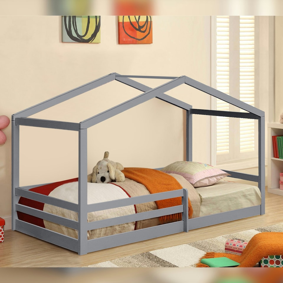 image 1 of 3ft Single Wooden  House Bed In Grey