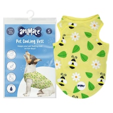 AniMate Dog Cooling Vest Bee Print Yellow | S