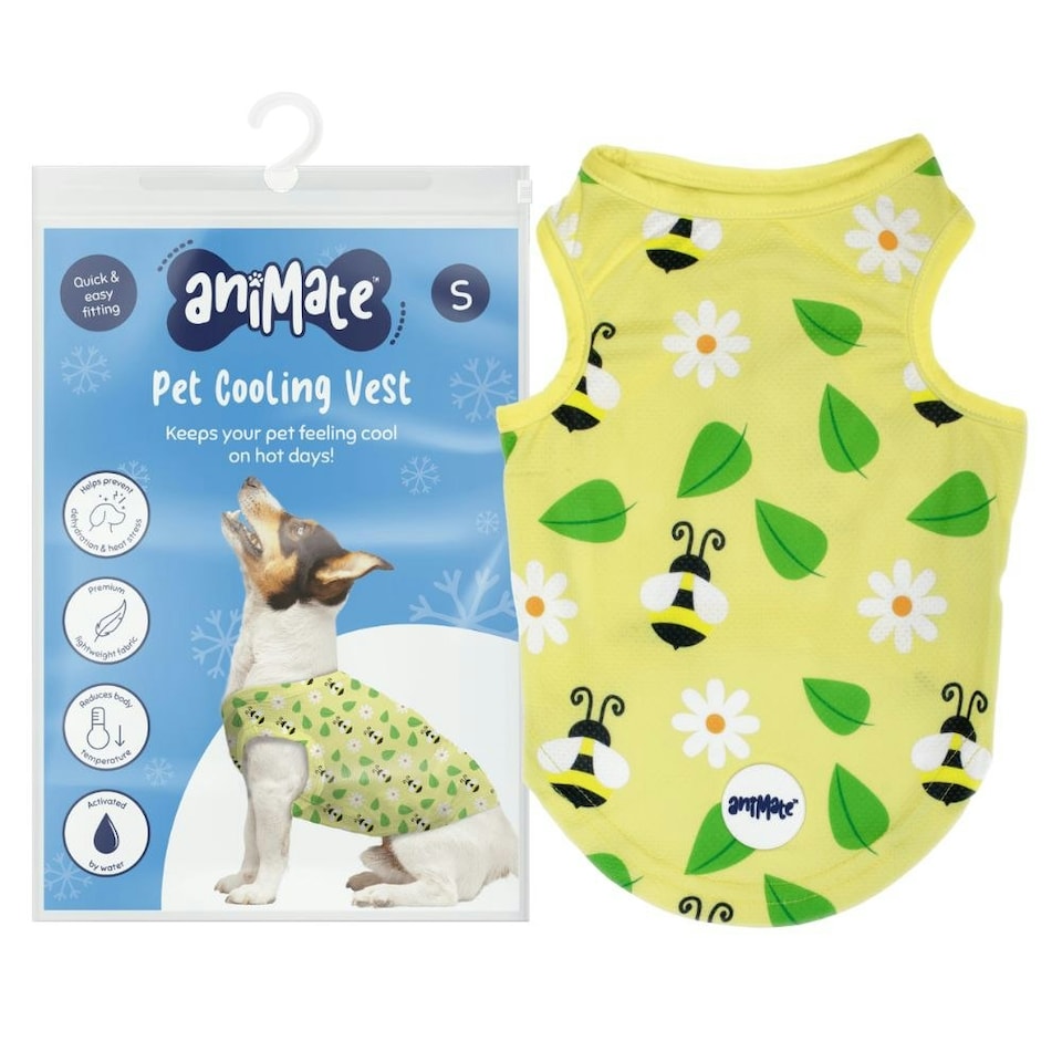 image 1 of AniMate Dog Cooling Vest Bee Print Yellow | S