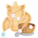 image 3 of Tiny Dining 4pc Bamboo Suction Feeding Set - Unicorn/Orange - Divided Non-Slip Bamboo Baby Self-Feeding Dining Weaning Set