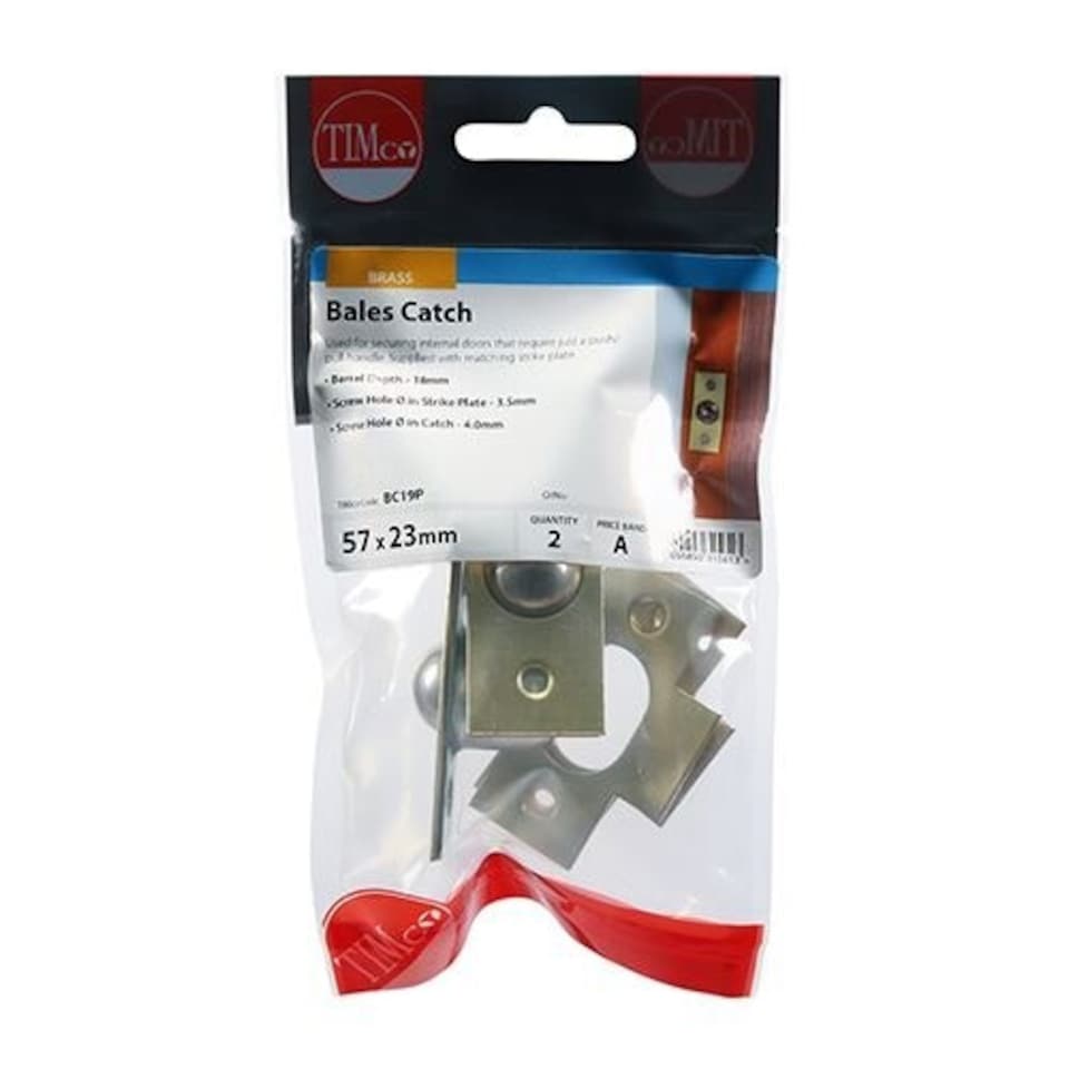 image 1 of Timco - Bales Catches - Electro Brass (Size 19mm - 2 Pieces)