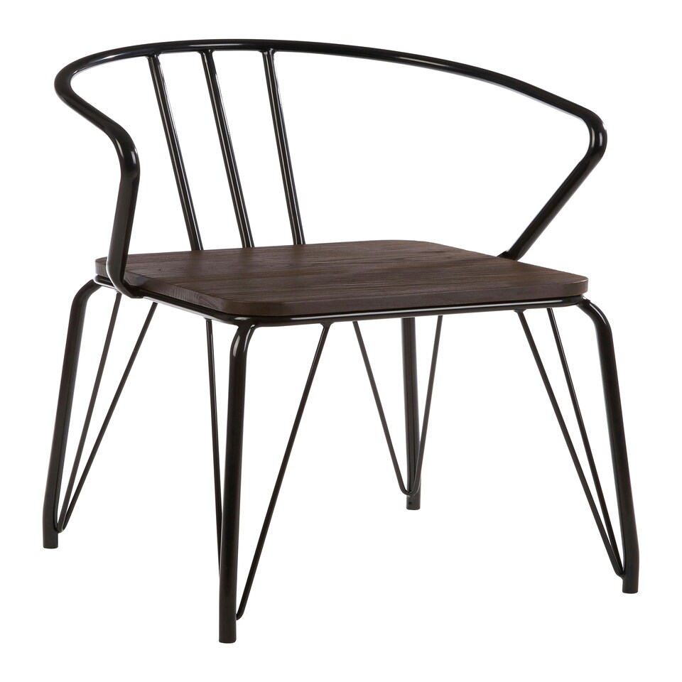 image 1 of Interiors by Premier Black Metal and Elm Wood Arm Chair, Accent Dining Arm Chair, Versatile Wooden Chair for Home, Office, Lounge