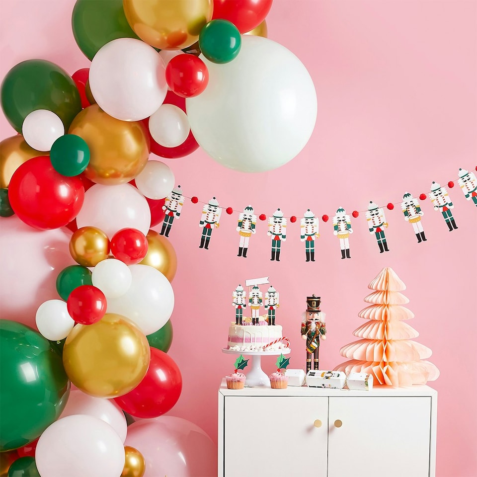 image 1 of Pink, Red, Green & Gold Balloon Arch Kit - Pack of 64 | Multi