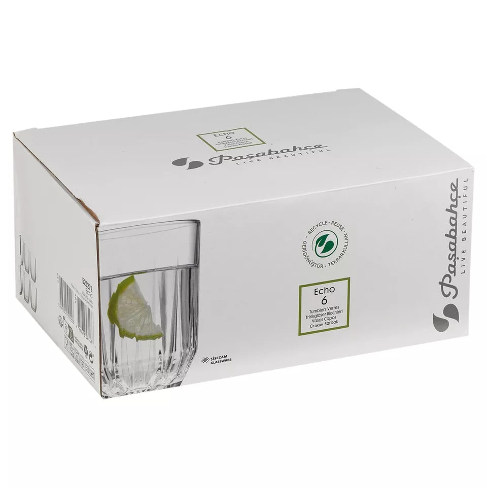 image 1 of 6-Pcs Pasabahce Highball Fluted Drinking Glass Tumblers - 250ml