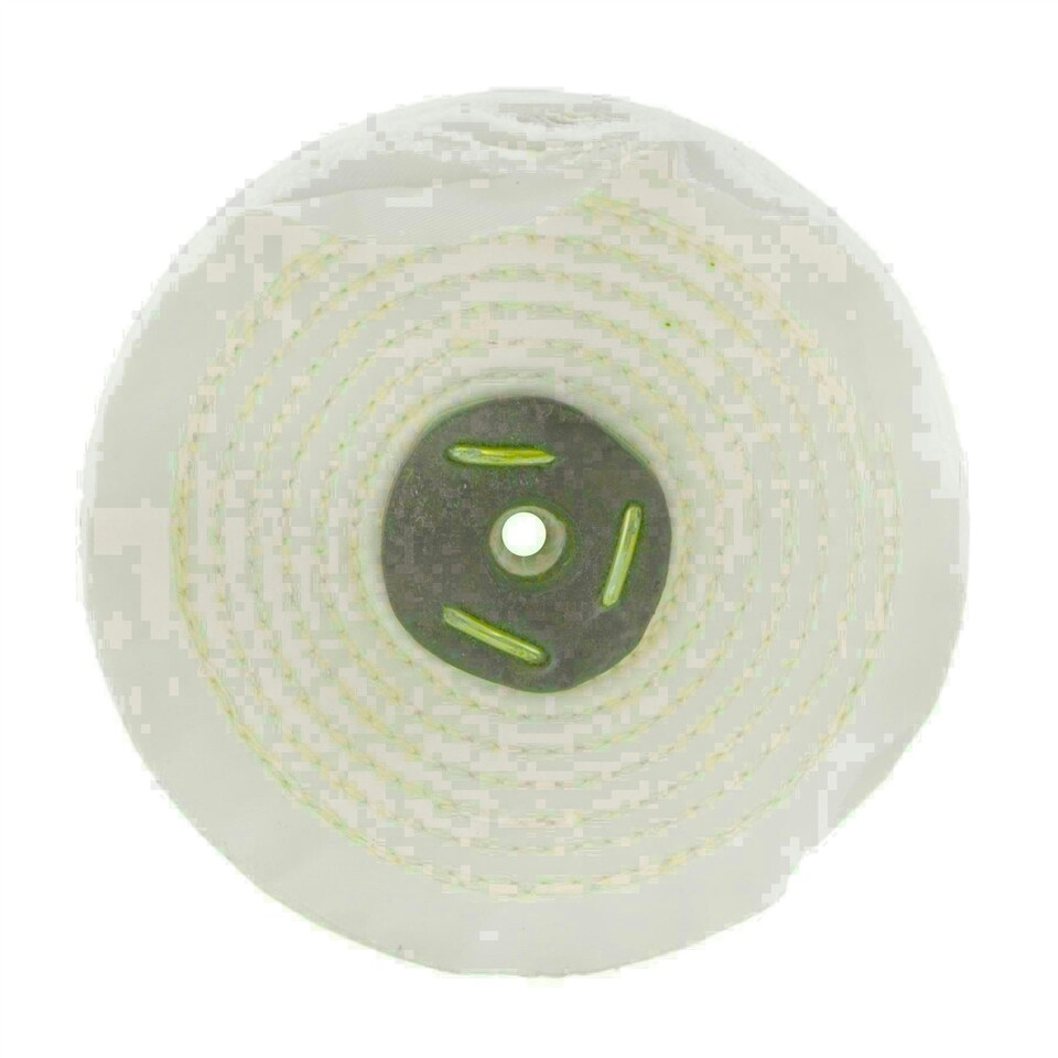 image 1 of White Close Stitched Metal Polishing Buffing Mop 6" x 1.5" 3 section 2nd Stage