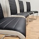 image 4 of Round Glass Dining Table with 4 black Faux  Leather Chairs Dining Room Furniture