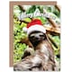 image 1 of Xmas Merry Sleepy Santa Present Sloth Christmas Card