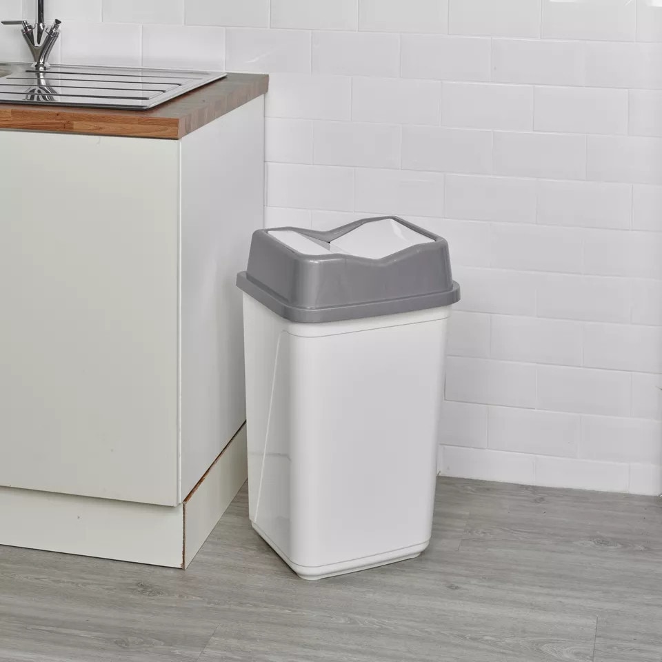 image 1 of 30L Plastic Waste Recycling Bin With Butterfly Lid | White | 1