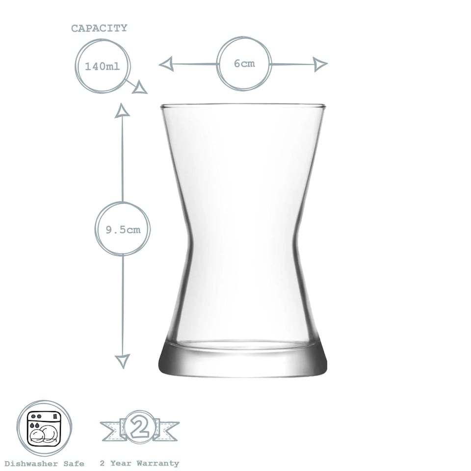 image 1 of LAV Derin Turkish Tea Glasses - 140ml - Clear - Pack of 6