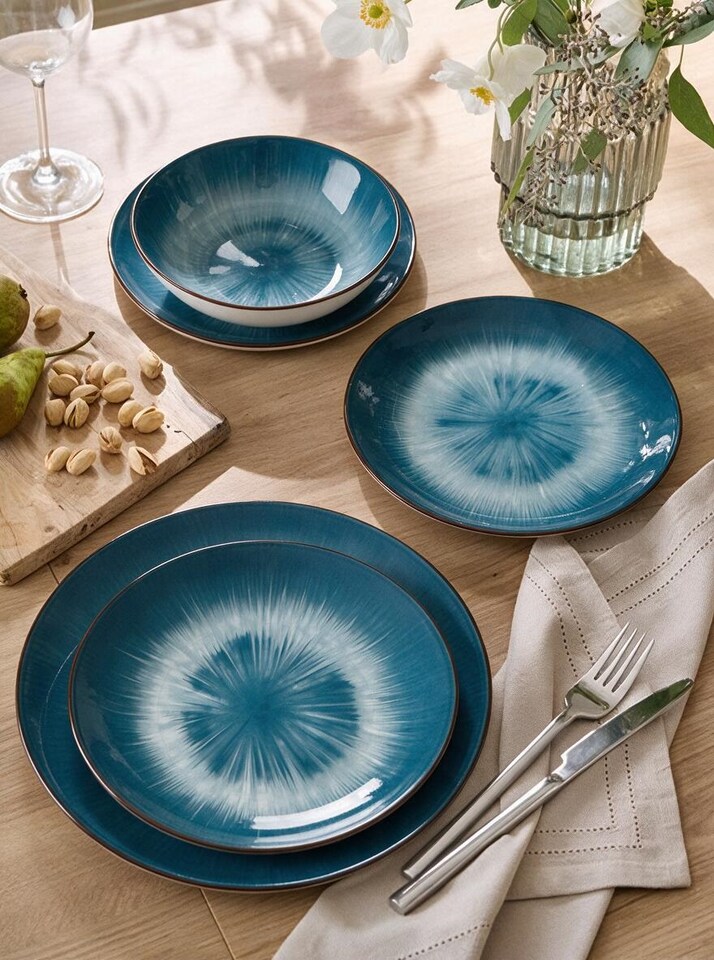 image 1 of 12pc Blue Star Dinner Set