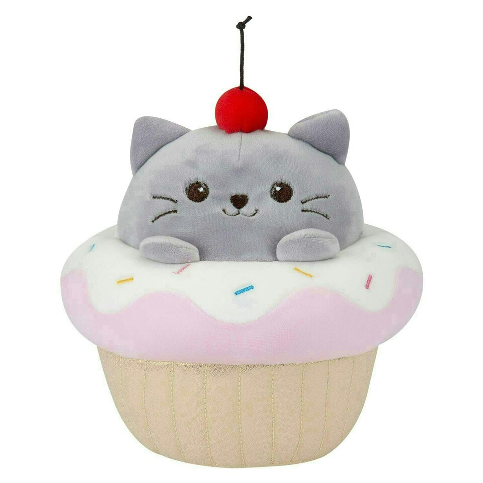 image 1 of Cat Cup Cake Soft Toy Cute Plushie Huggable Cuddly Stuffed Toy 20cm Pink
