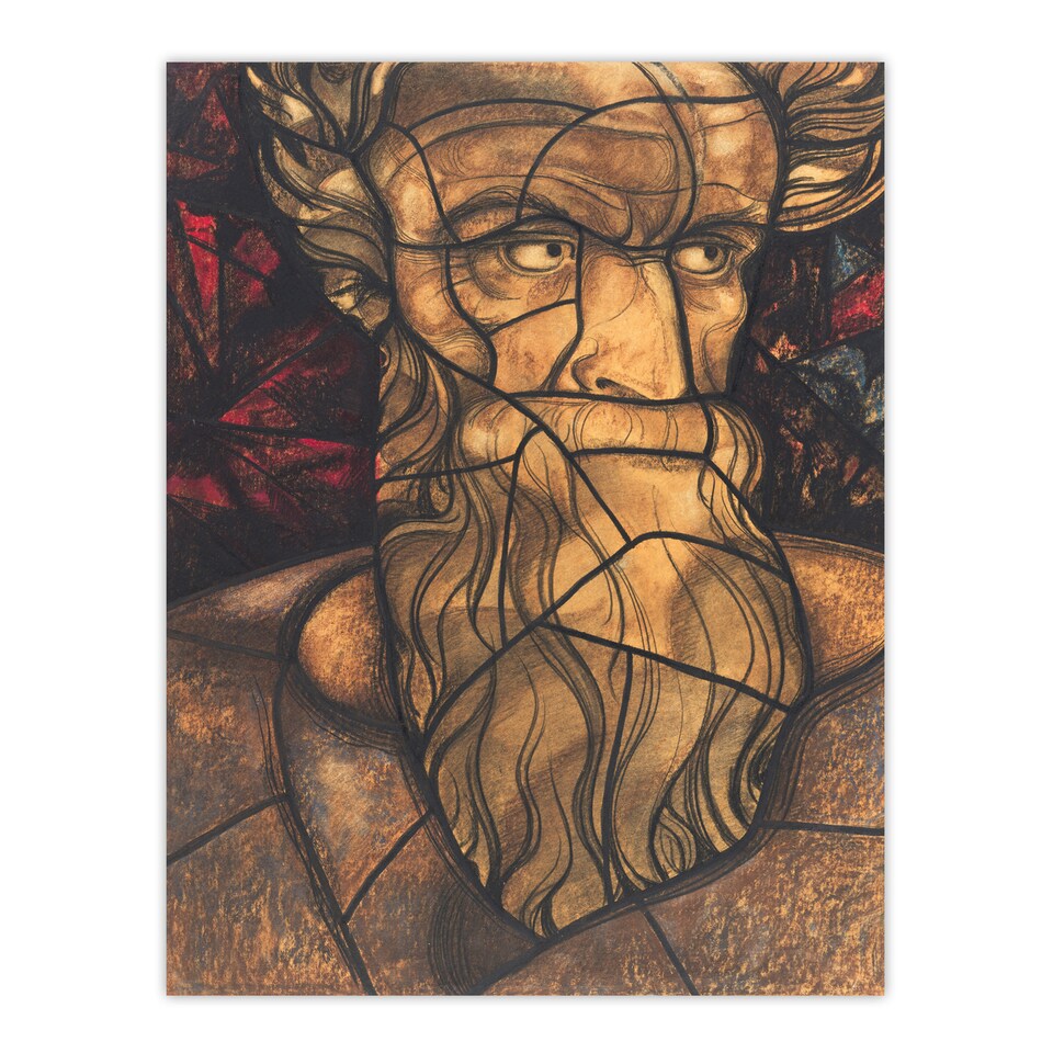 image 1 of Richard Roland Holst Framed Wall Art St Matthew Stained Glass Design Home Décor