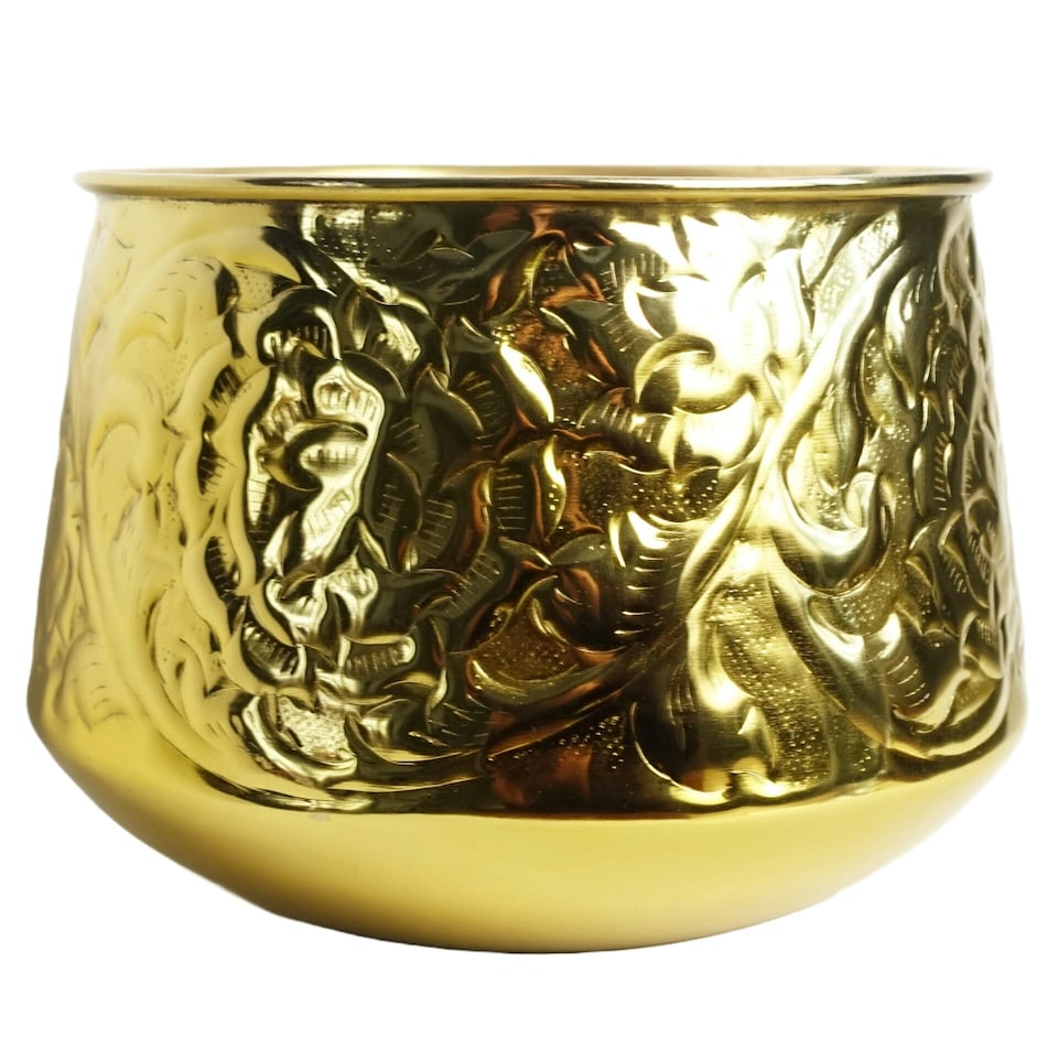 image 1 of 18cm Gold Swirl Metal Planter by Leaf