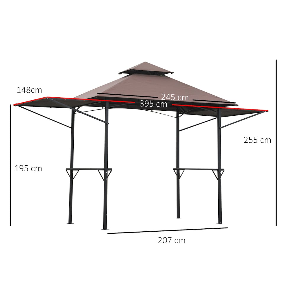image 1 of Outsunny Party BBQ Tent Outdoor Camping Patio Canopy Awing Waterproof Coffee | Brown