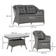 image 2 of Outsunny 4 Pieces Rattan Garden Furniture Set, Round Wicker Garden Sofa Set with Loveseat, Armchairs and Glass Top Table, Outdoor Conservatory Furniture with Cushions for Patio, Balcony, Light Grey