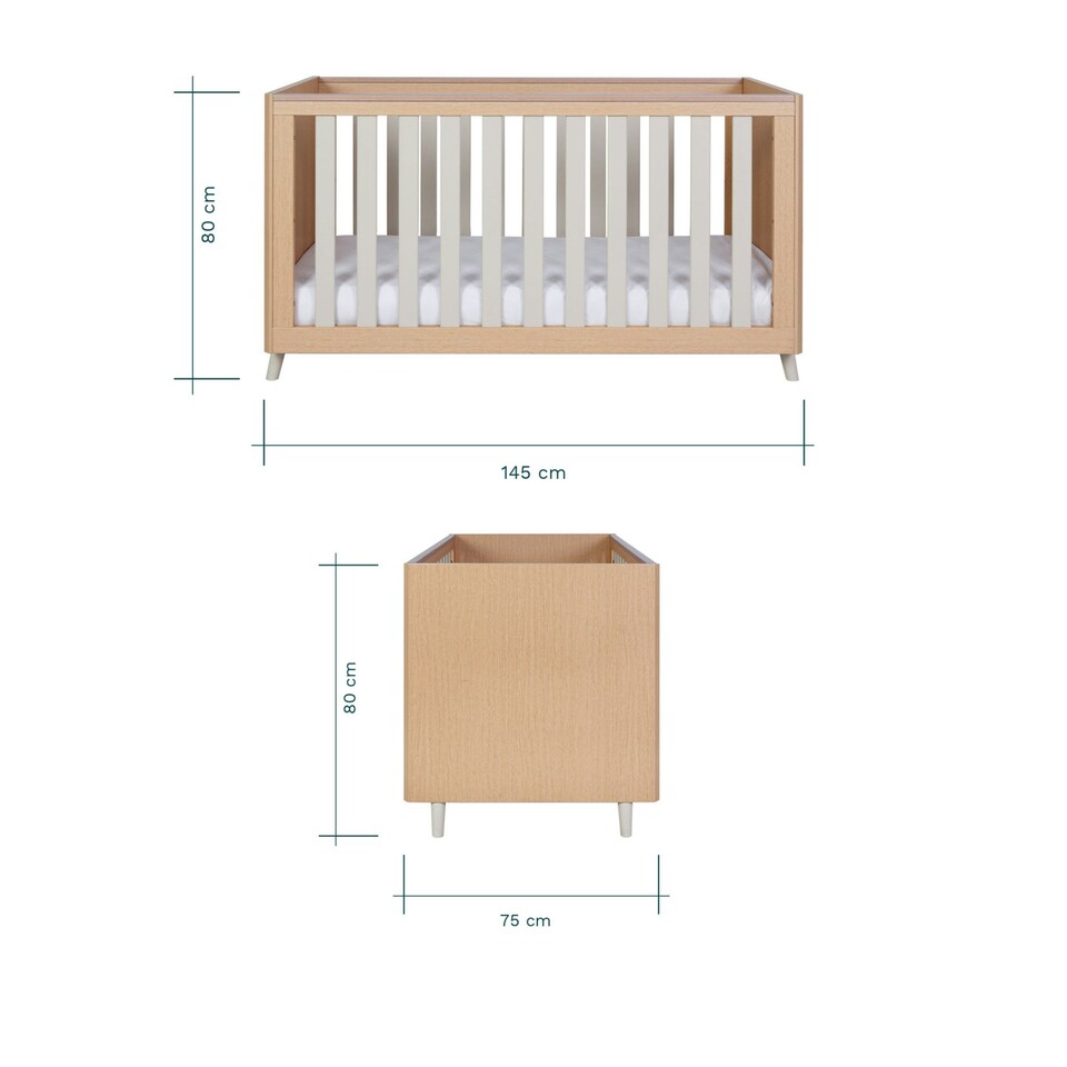 image 1 of Tutti Bambini Fika Cot Bed - Light Oak/White Sand