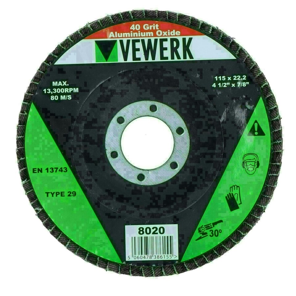 image 1 of 100 x Flap Discs 40 Grit Angle Grinder 4.5" (115mm) Flat Sanding Grinding AU025