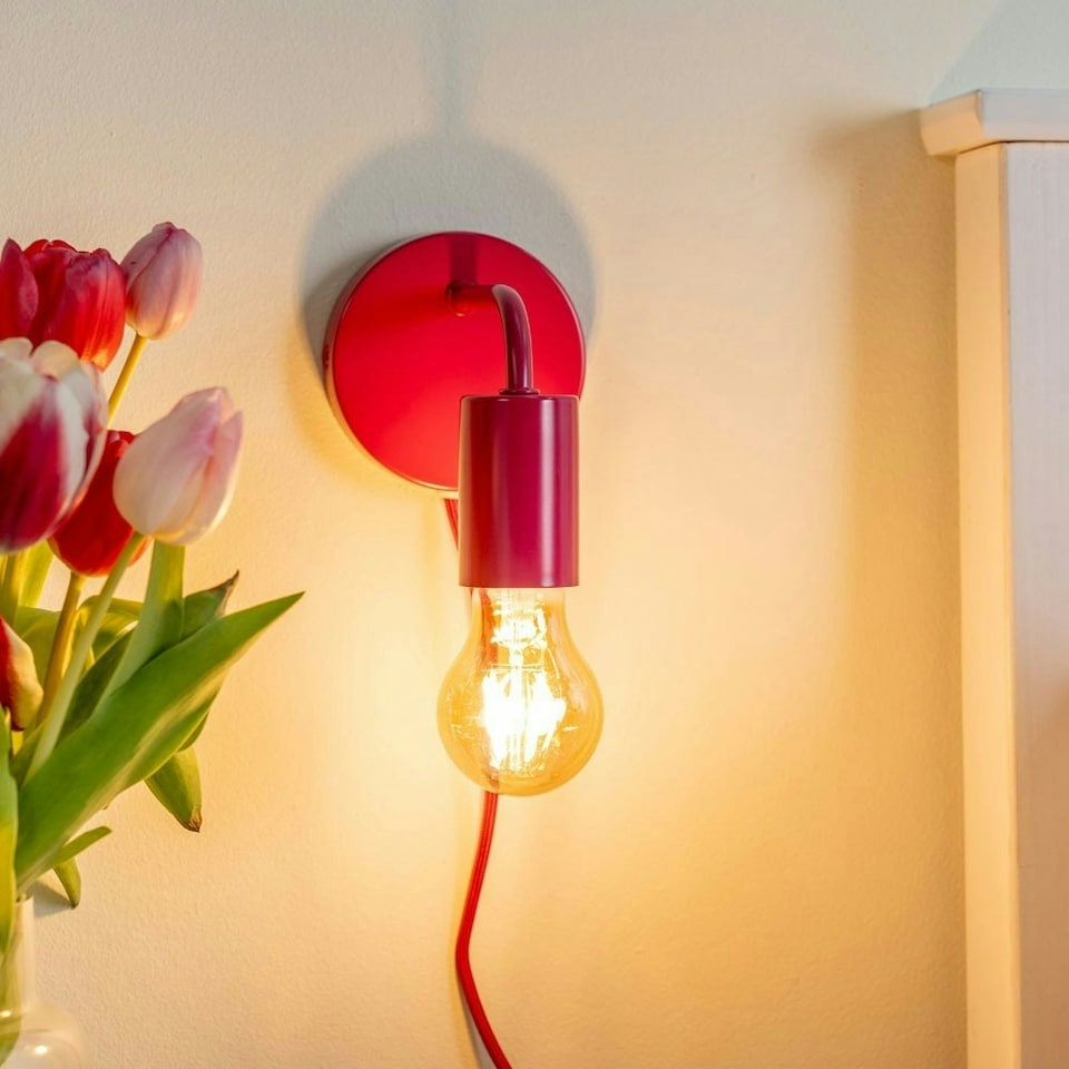 image 1 of ValueLights Jordy Plug in Colour Pop Raspberry Easy Fit Wall Light - Bulb Included