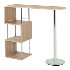 Charisma Home Bar Table - L120 x W40 x H104.5 cm - Light Sonoma Oak Effect Veneer/Chrome | Brown