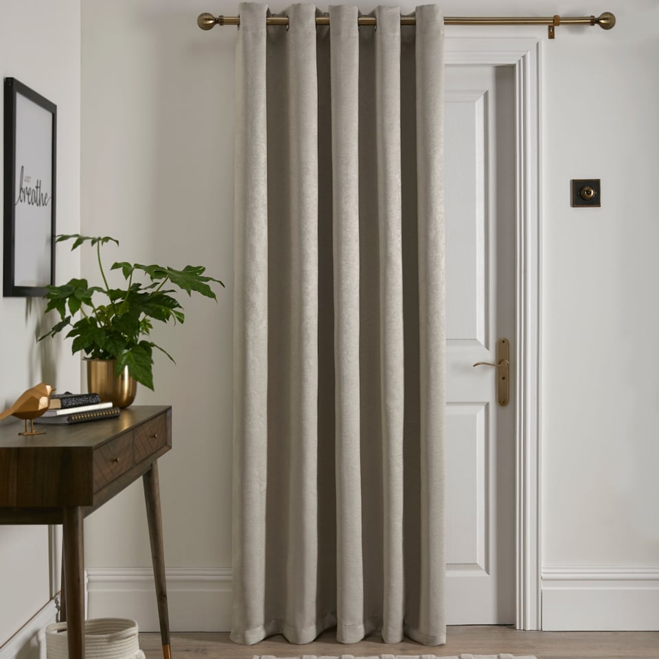 image 1 of Fusion Strata Eyelet Single Panel Door Curtain Natural
