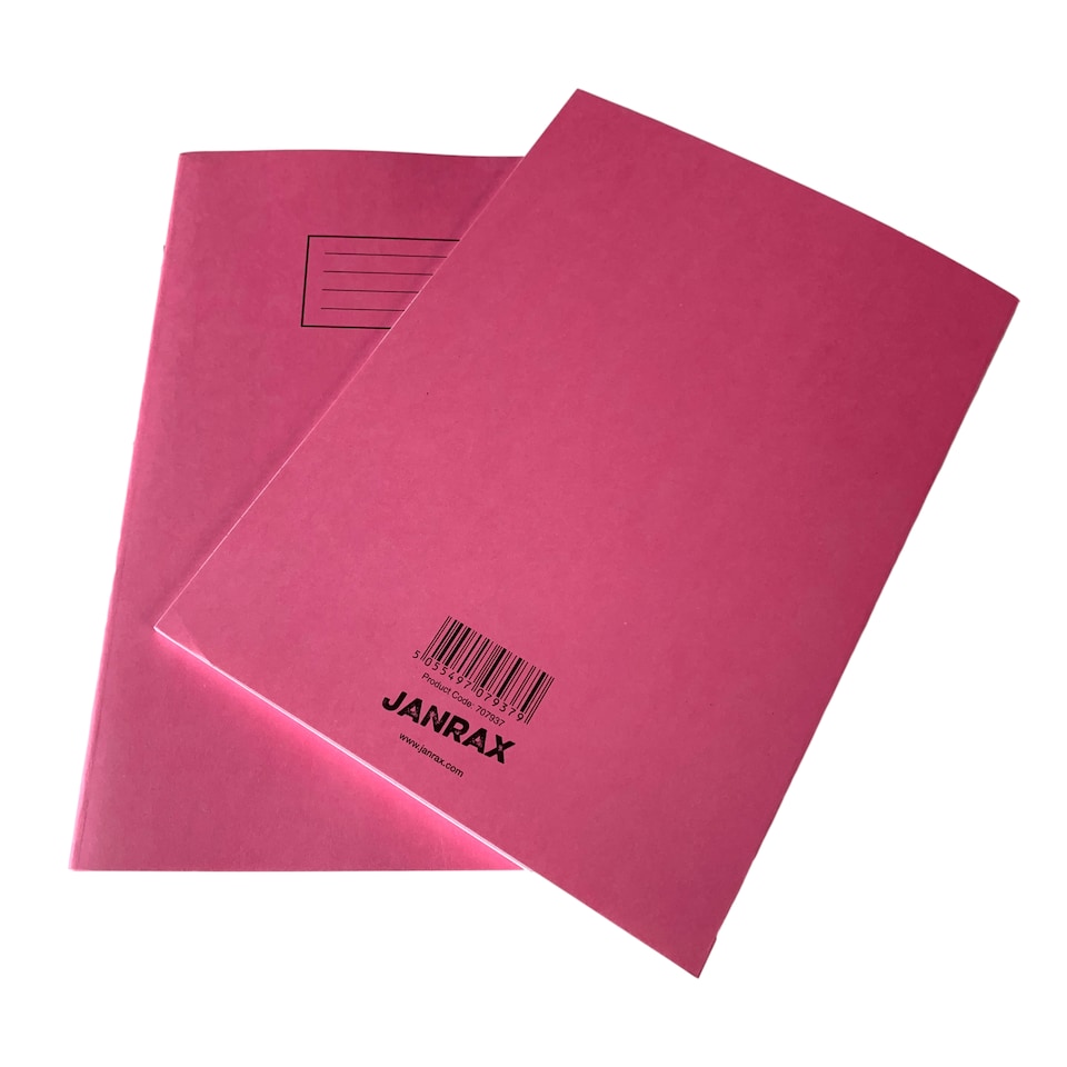 image 1 of Pack of 10 Janrax A4 Pink 80 Pages Feint and Ruled Exercise Books