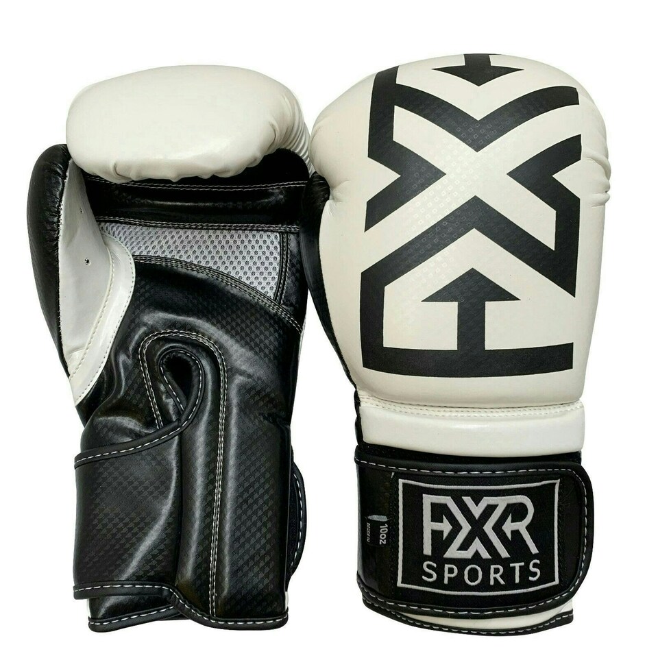 BLACK/WHITE LEATHER BOXING GLOVES