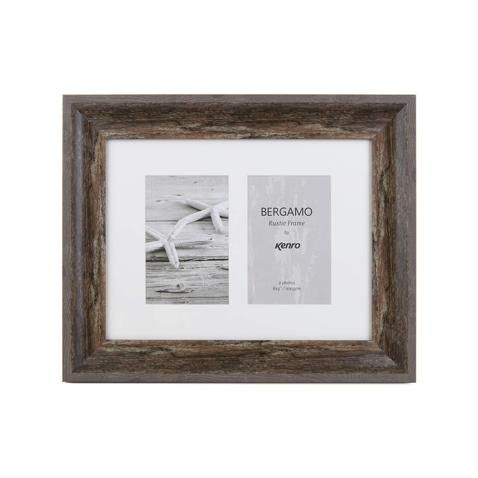 image 1 of Bergamo Rustic Photo Frame Brown 2 photos 6x4In  10x15cm