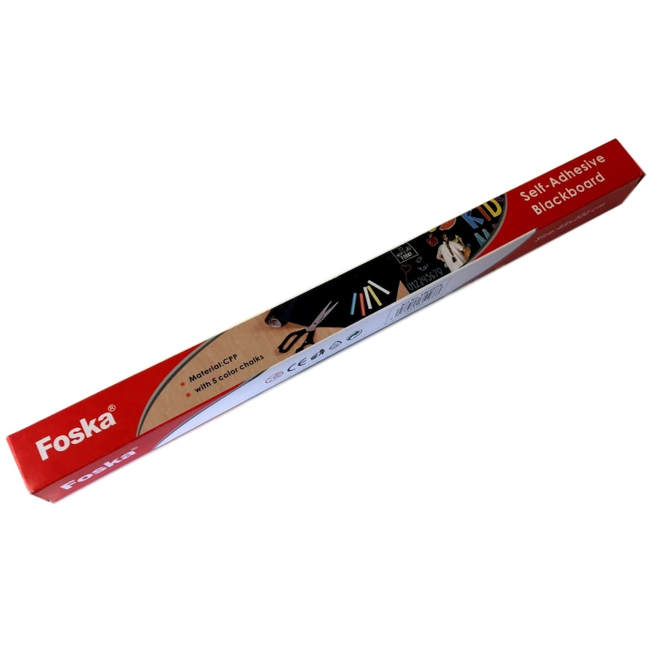 image 1 of Self-Adhesive Blackboard on Roll with 5 Coloured Chalk 54x200cm