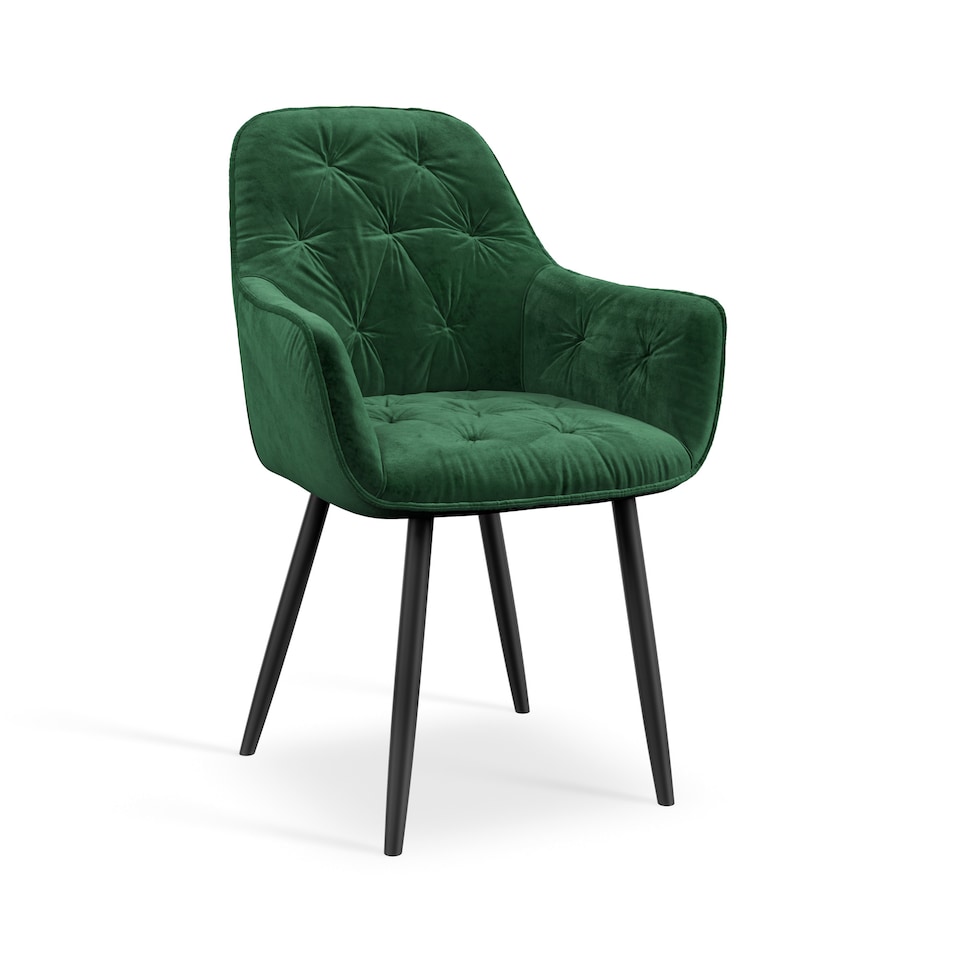 image 1 of Set Of 2 Anika Modern Velvet Dining Chair Padded Seat Metal Legs (Green) | Green | Green | One Size