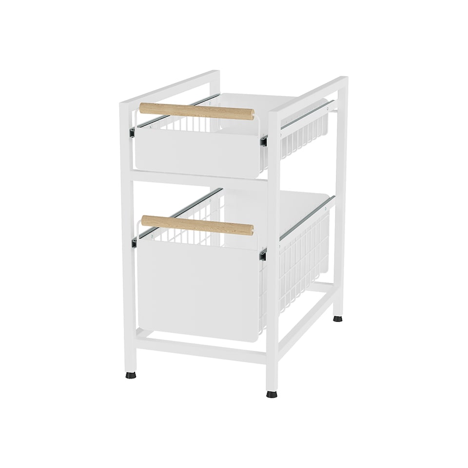 image 1 of Living and Homr Kitchen Pull-Out Storage Organiser for Cabinet, White, Double Layer-M | White