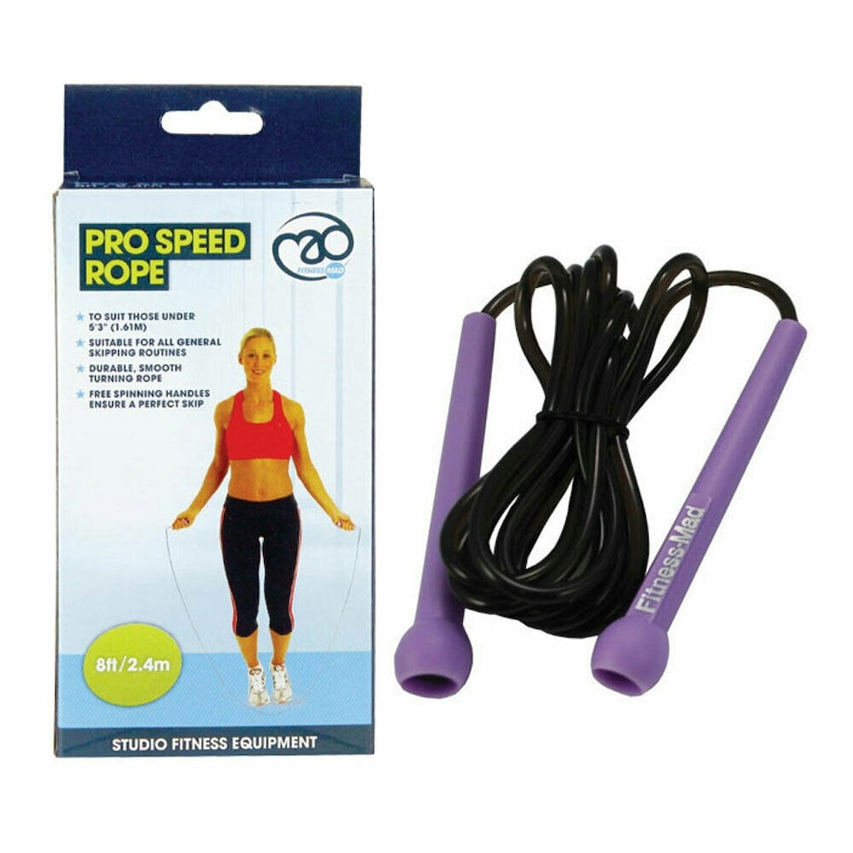 image 1 of Fitness Mad Speed Rope - Black/Purple - 8ft