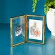 image 1 of Recycled Glass Folded Double Photo Frame