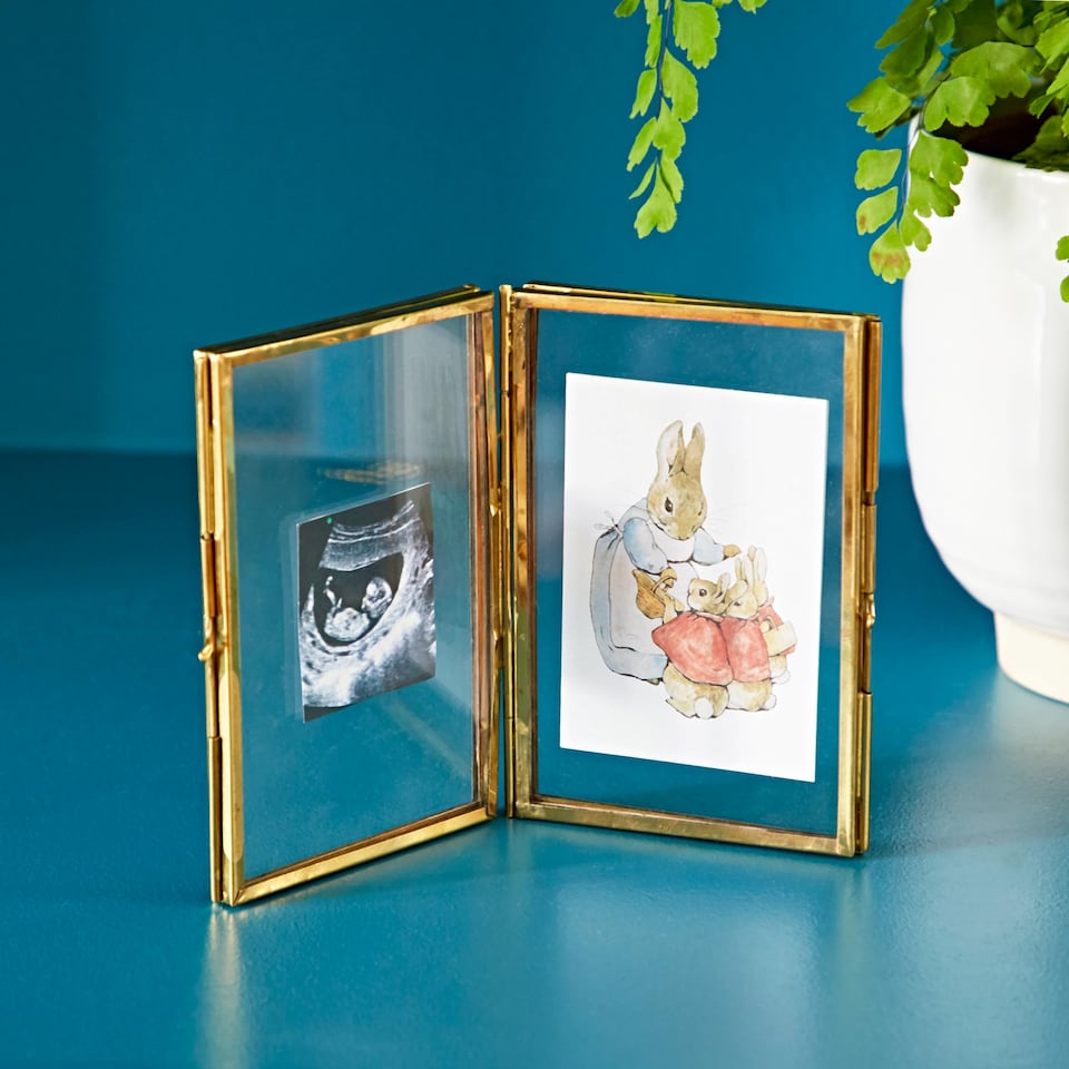 image 1 of Recycled Glass Folded Double Photo Frame
