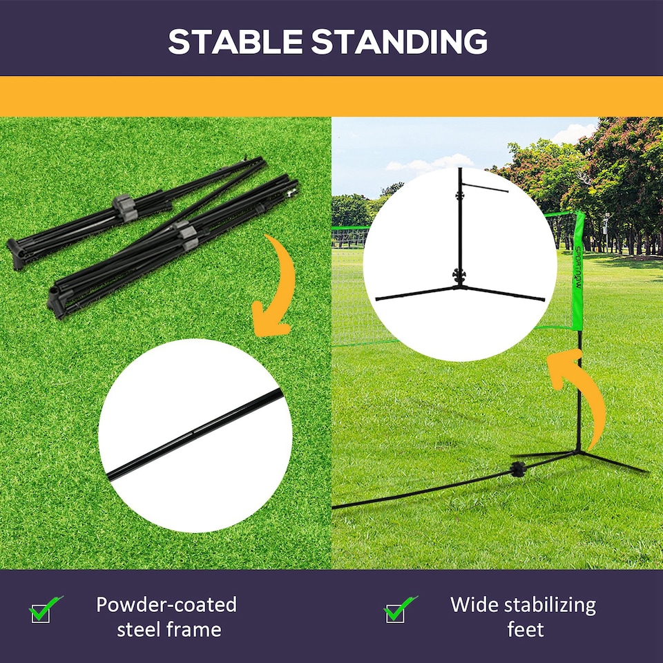 image 1 of SPORTNOW Badminton Net Set, Height Adjustable Net for Pickleball, Volleyball