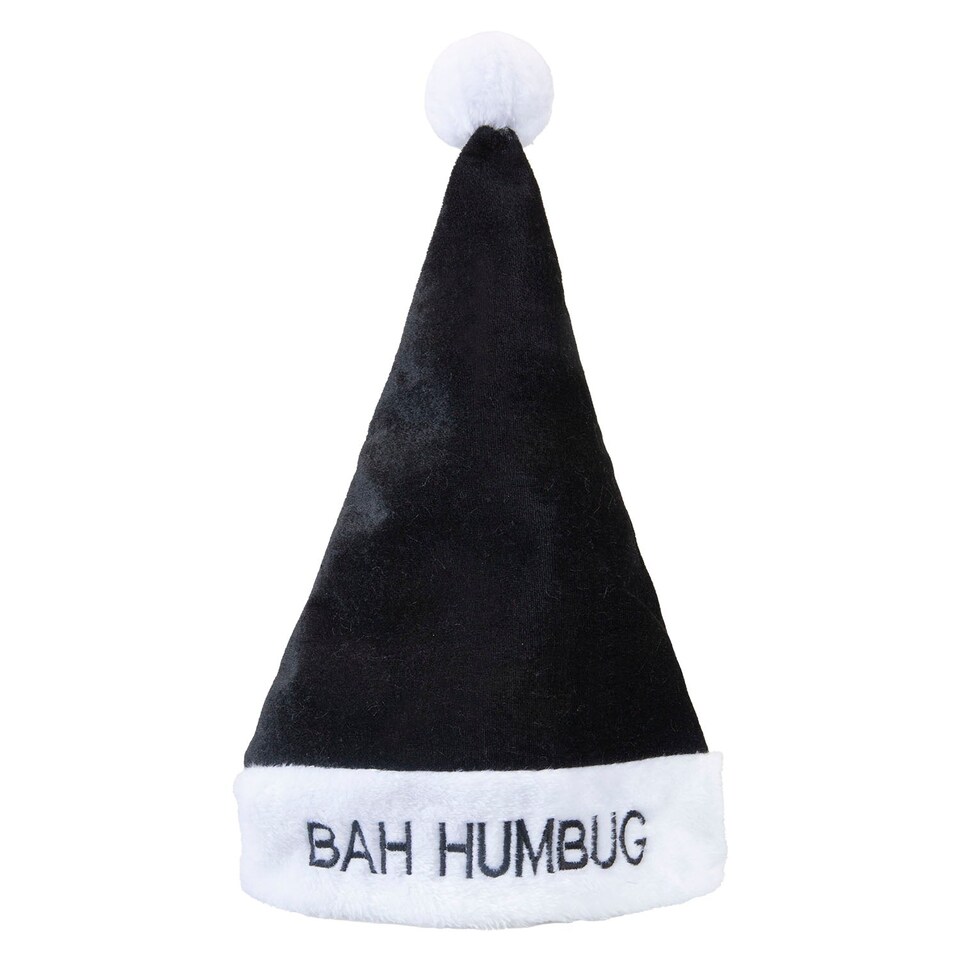 image 1 of vfm-estore Santa Hat Bah Humbug Christmas Hat - 30cm x 42cm Black