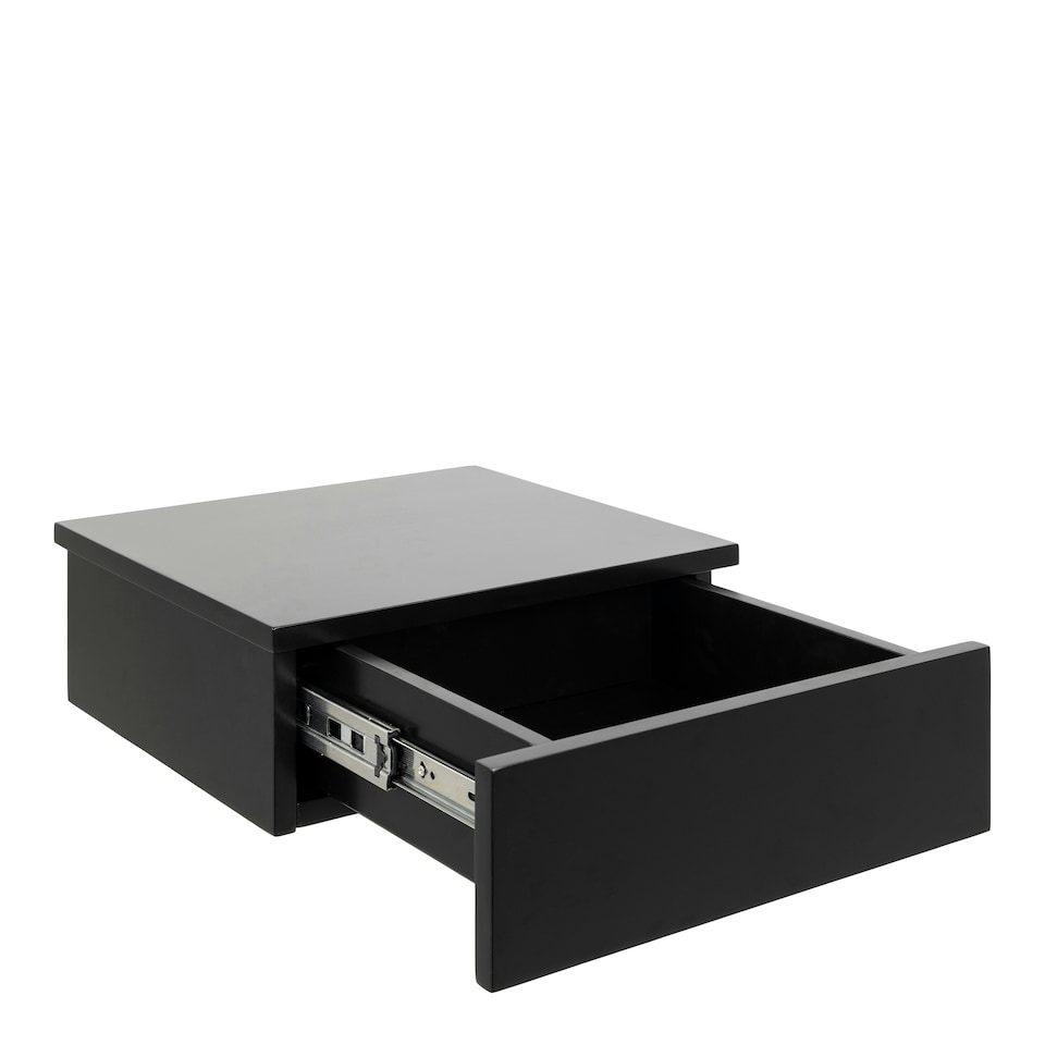 image 1 of Avignon Square Bedside Table with 1 Drawer in Black