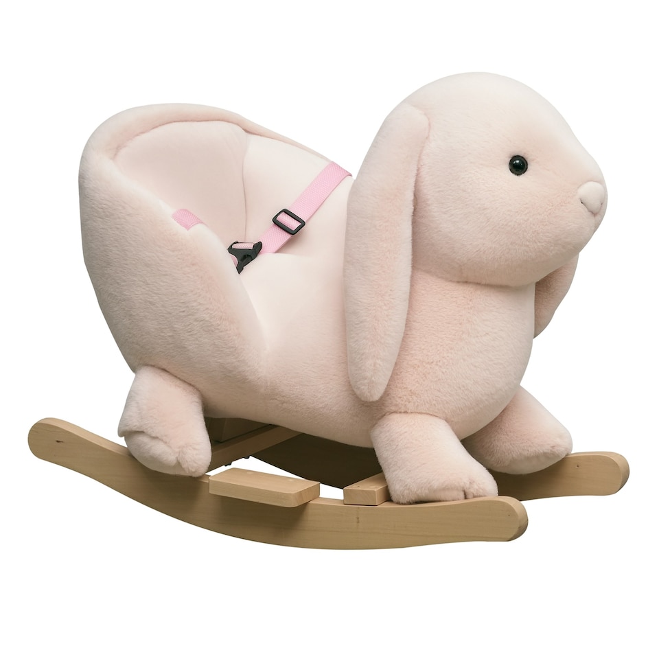 image 1 of HOMCOM Cute Kids Ride-On Rocking Rabbit w/ Sound Handlebars Seat Belt Plush Body