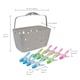image 7 of JVL Plastic Peg Basket, Grey with 48 Prism Soft Touch Leaf Design Plastic Pegs, Multi