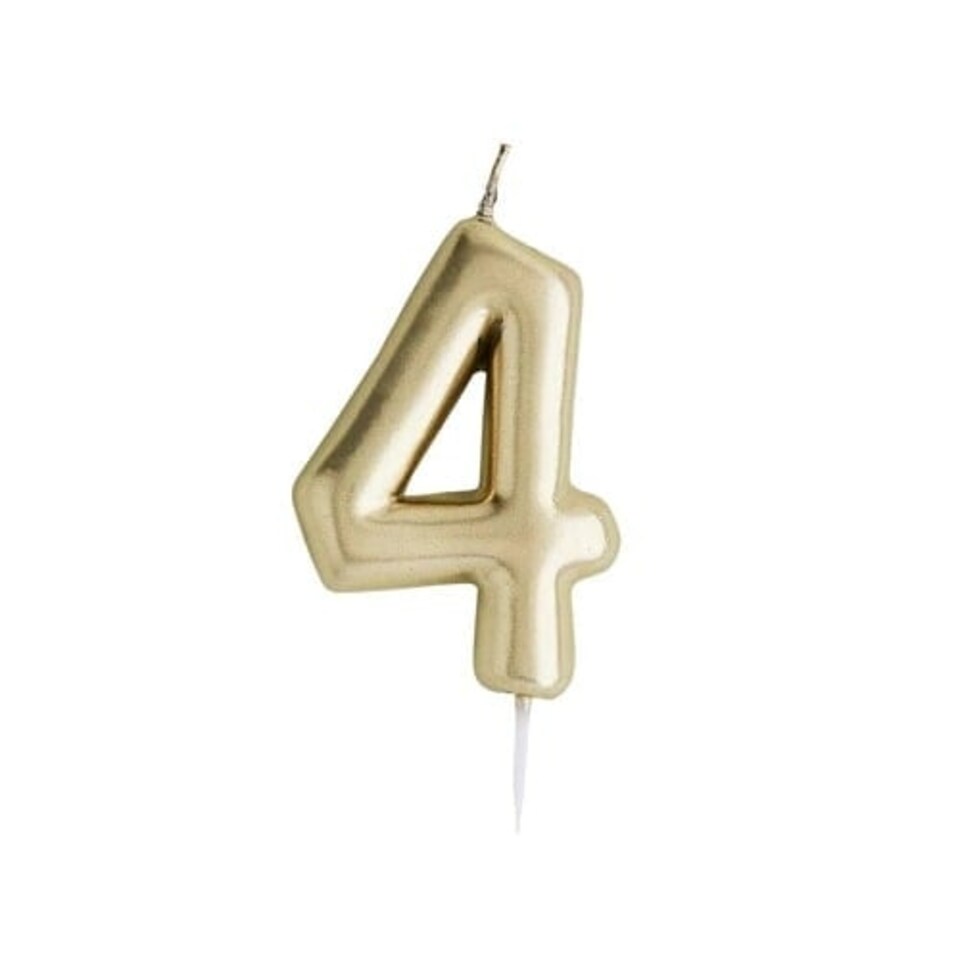 Metallic Gold Number 4 Shaped Candle
